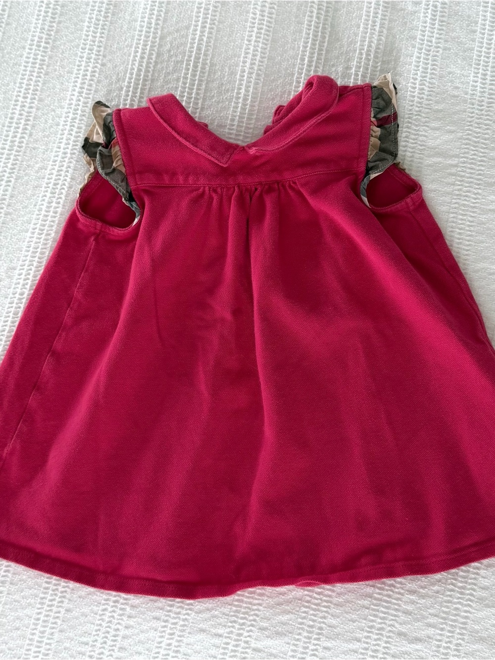 BURBERRY Fuchsia Pink Cotton Polo  Dress with Signature Check Trim